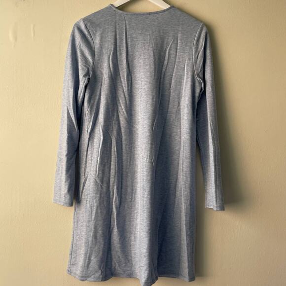 J. Jill Light Blue Luxe Tencel Crewneck Long Sleeve Knit Dress with Pockets - S - Picture 4 of 10